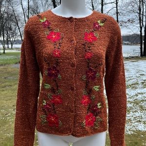 JH floral cardigan textured sweater M